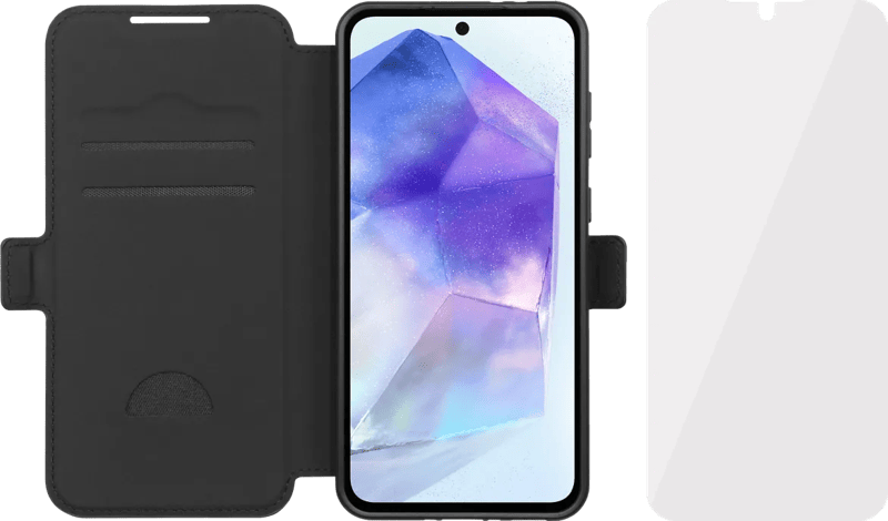 BlueBuilt Samsung Galaxy A56 Book Case Zwart + Screenprotector Glas