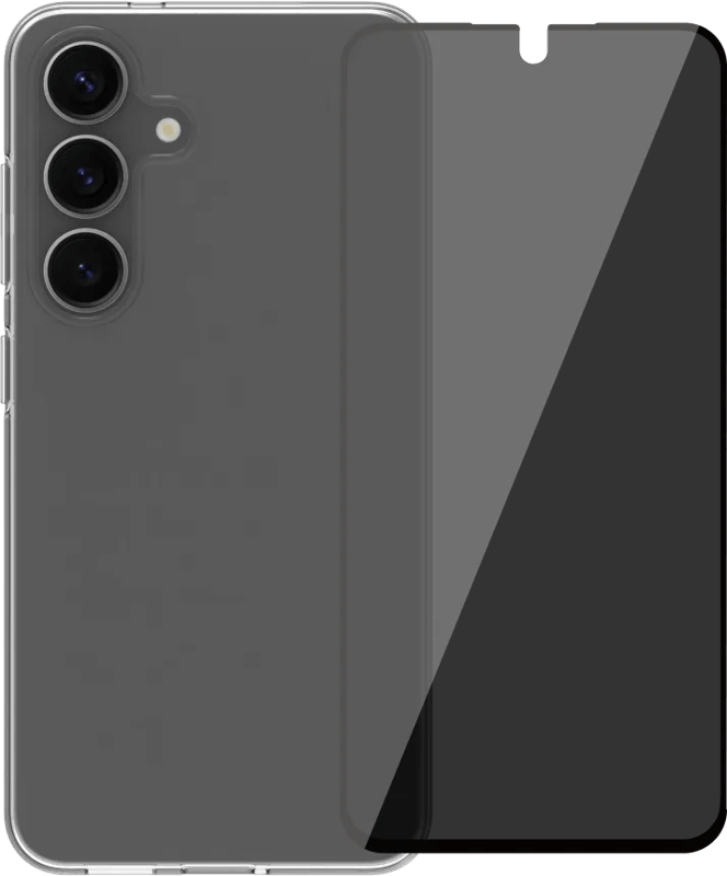 BlueBuilt Samsung Galaxy S25 Back Cover Transparant + Privacy Screenprotector Glas