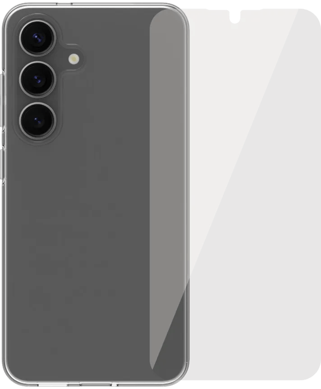 BlueBuilt Samsung Galaxy S25 Back Cover Transparant + Screenprotector Glas