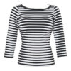 Boatneck Top Black/White Stripes-XXXXL | 42% korting | Pinup Couture