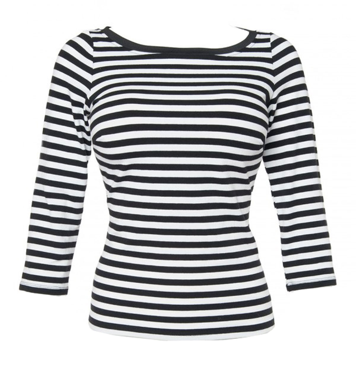 Boatneck Top Black/White Stripes-XXXXL | 42% korting | Pinup Couture