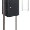 Bobi Cargo pakketbrievenbus en Round statief staal/RVS - antracietgrijs/RVS klep | Bobi