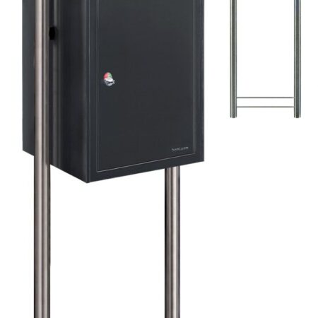 Bobi Cargo pakketbrievenbus en Round statief staal/RVS - antracietgrijs/RVS klep | Bobi
