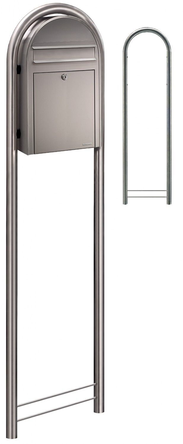 Bobi Classic S (slim) brievenbus en Round statief - RVS | Bobi