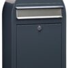 Bobi Classic S (slim) wandbrievenbus staal - antracietgrijs/RVS klep | Bobi