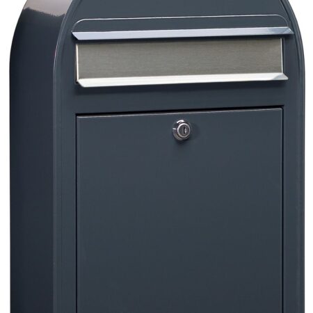 Bobi Classic S (slim) wandbrievenbus staal - antracietgrijs/RVS klep | Bobi