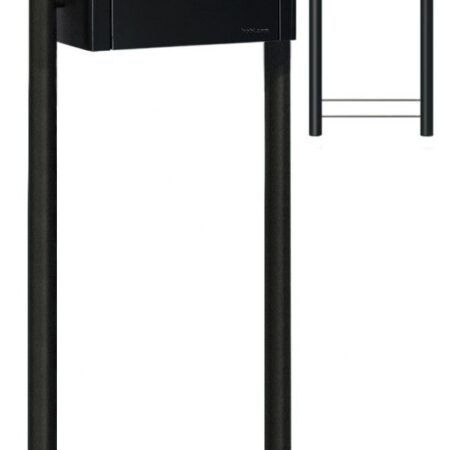 Bobi Classic brievenbus en Round statief staal - zwart | Bobi
