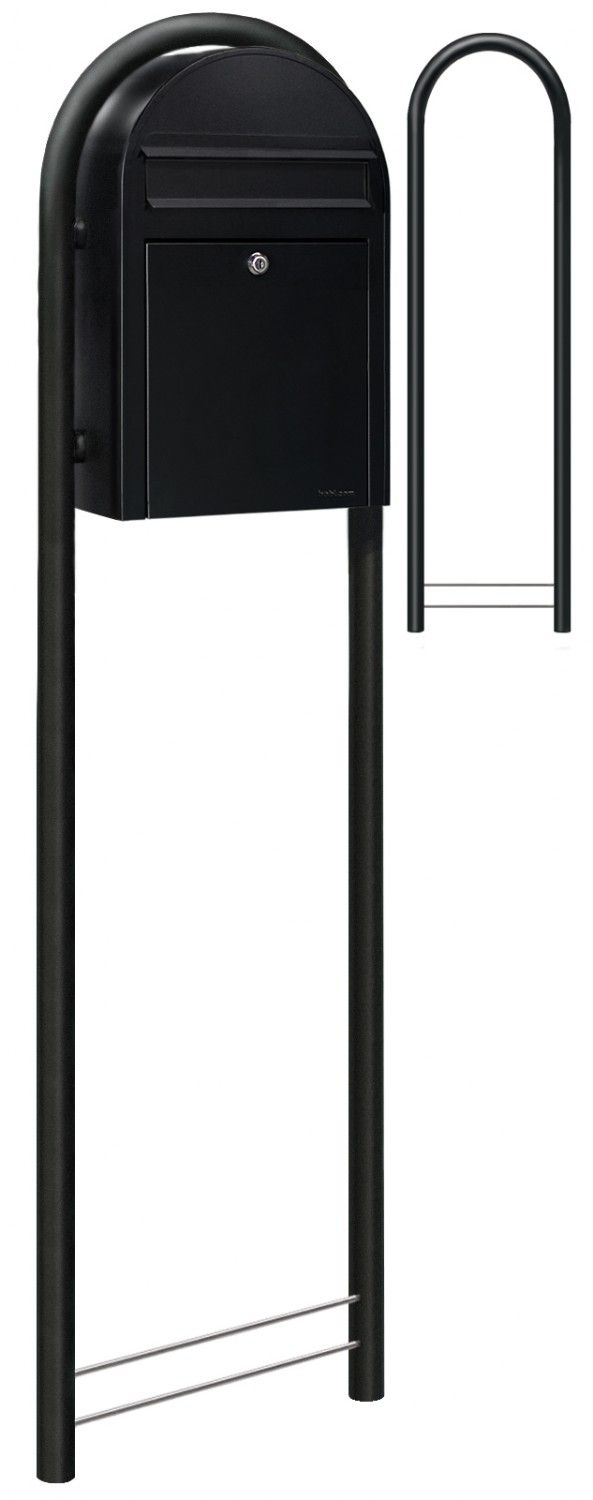 Bobi Classic brievenbus en Round statief staal - zwart | Bobi