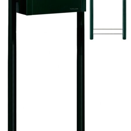 Bobi Classic brievenbus en Round statief staal - zwartgroen | Bobi