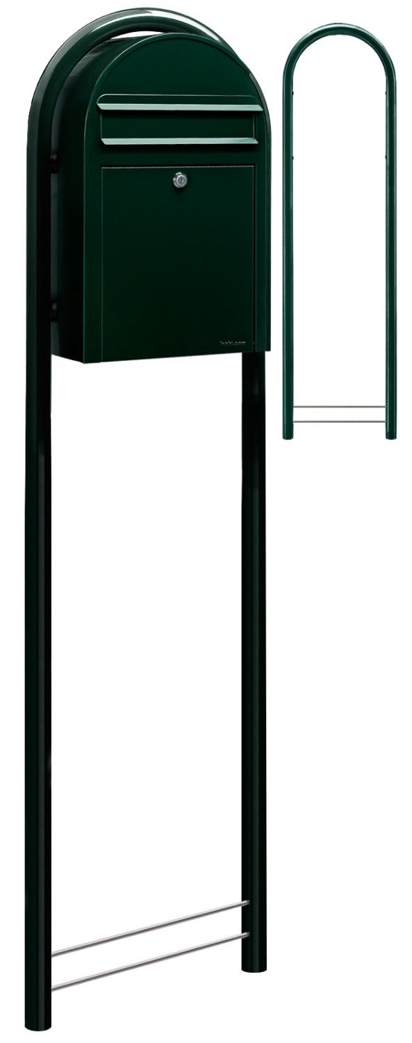 Bobi Classic brievenbus en Round statief staal - zwartgroen | Bobi