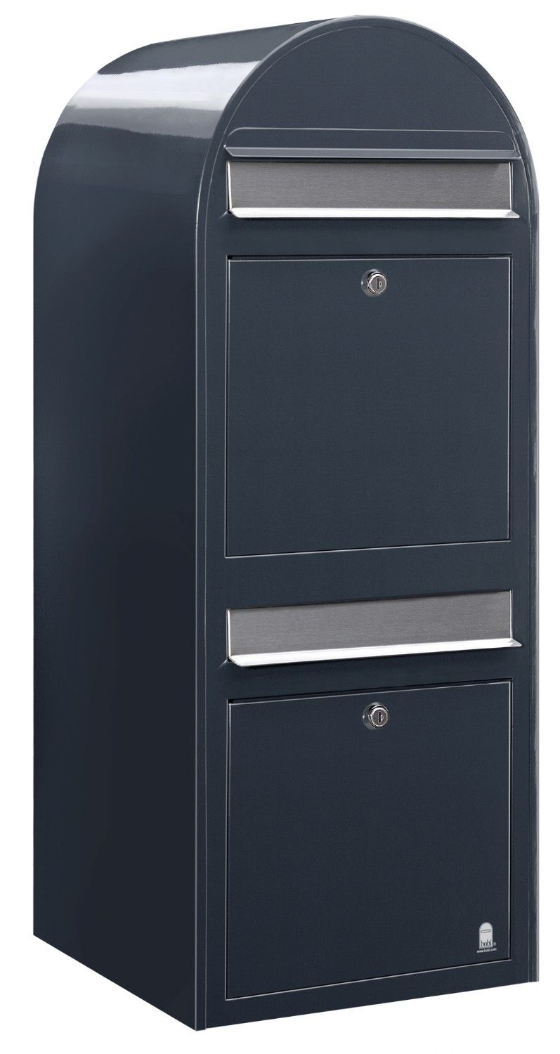 Bobi Duo wandbrievenbus staal - antracietgrijs/RVS klep | Bobi