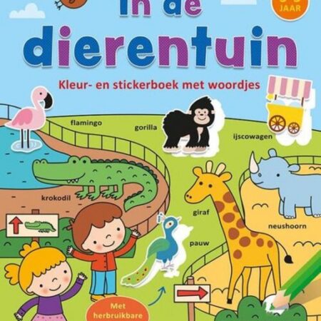 Boek In De Dierentuin - Kleur- En Stickerboek Met Woordjes (3-5 jaar) | Deltas