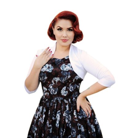 Bolero Ponte White Longsleeve-XXL | 50% korting | Pinup Couture