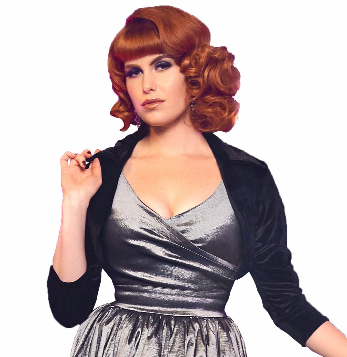 Bolero Stretch Velvet Black-XXL | Pinup Couture