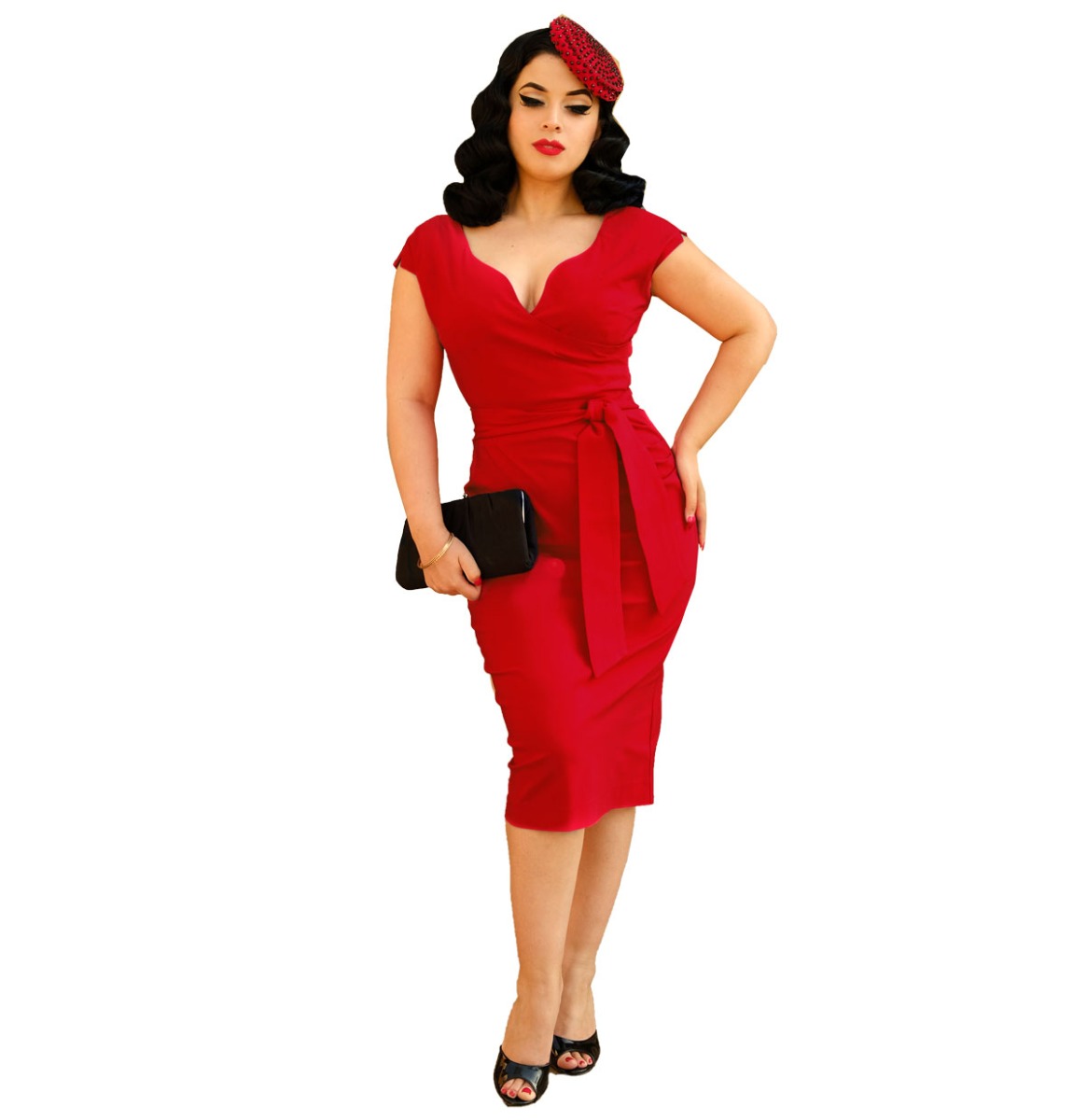 Bombshell Pencil Dress Red-XXL | 34% korting | RetroRep