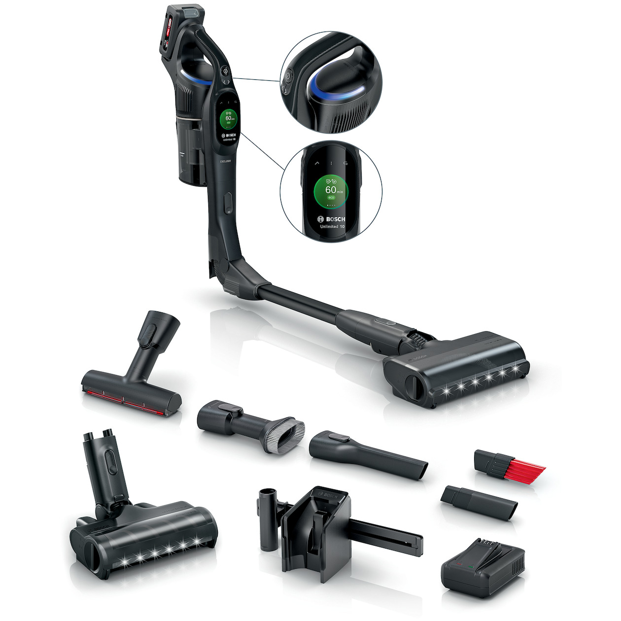 Bosch BXS1041BQC Unlimited 10 Steelstofzuiger zonder zak Zwart | Bosch