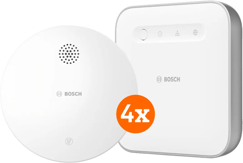 Bosch Draadloze Rookmelder 4-Pack + Bosch Smart Home Controller