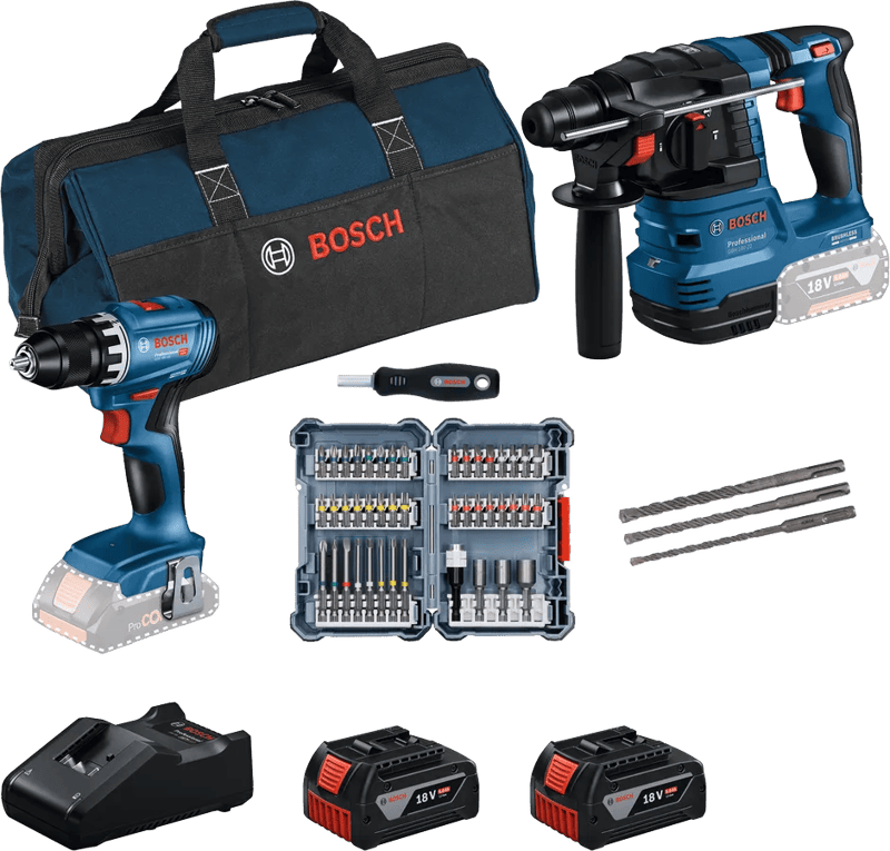 Bosch Professional GBH 18V-22 + GSR 18V-45 Combiset + Accessoires