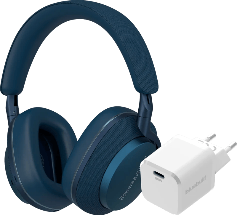 Bowers & Wilkins Px7 S2e Blauw + BlueBuilt Power Delivery Oplader met Usb C Poort 20W Wit