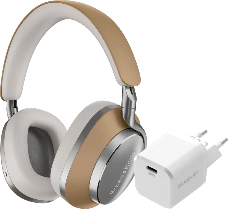 Bowers & Wilkins Px8 Bruin + BlueBuilt Power Delivery Oplader met Usb C Poort 20W Wit