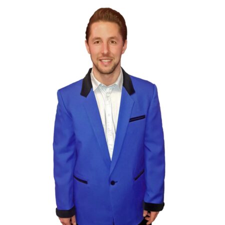 Box Jacket Royal Blue / Black Velvet-52 | 14% korting | Fiftiesstore