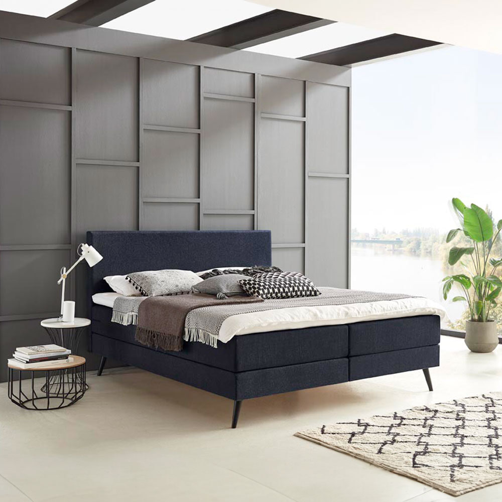 Boxspring 'Nora' kleur donkerblauw - 140 x 200 cm | Sohome