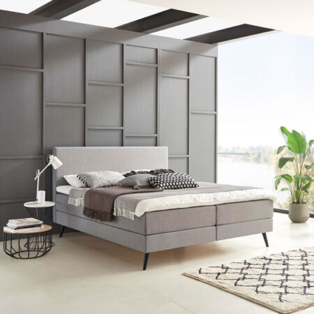 Boxspring 'Nora' kleur grijs - 140 x 200 cm | Sohome