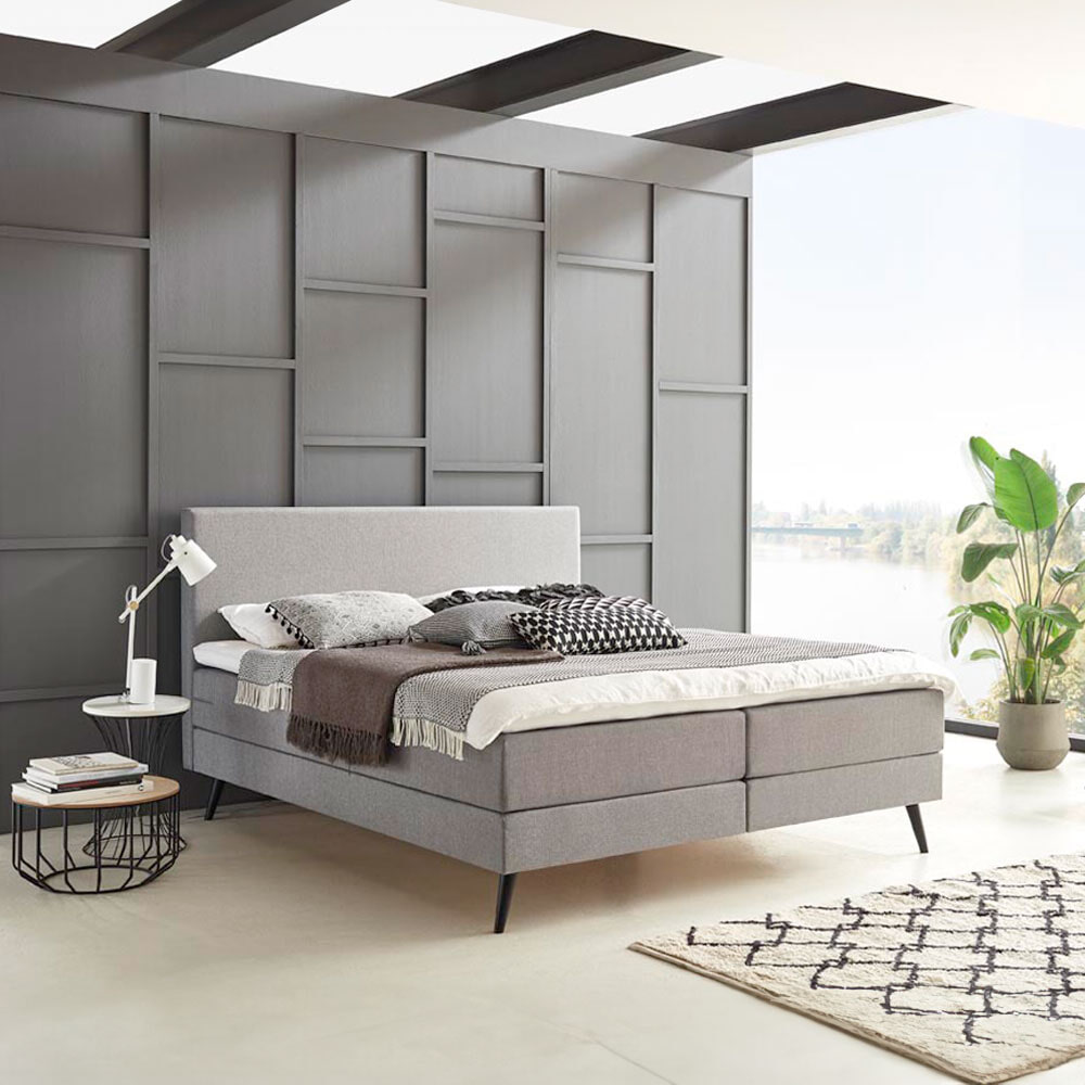 Boxspring 'Nora' kleur grijs - 140 x 200 cm | Sohome