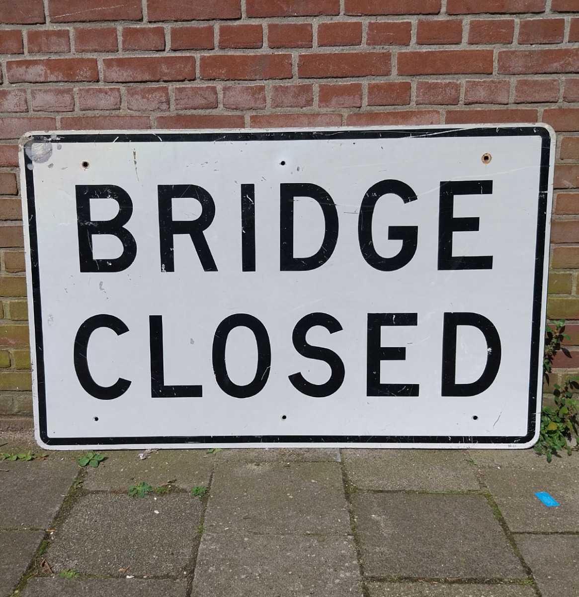 Bridge Closed Verkeersbord - 122 x 76cm - Origineel | The Dutch Pickers
