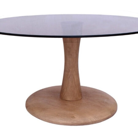 Brix Ronde Salontafel 'Faye' Glas en mangohout