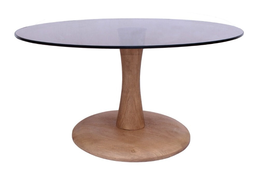 Brix Ronde Salontafel 'Faye' Glas en mangohout