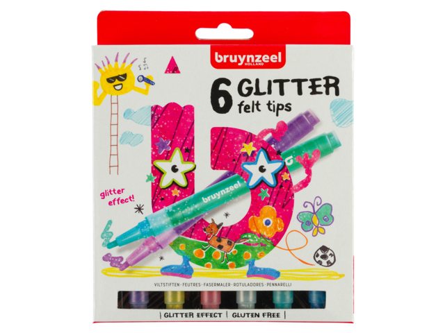 Bruynzeel 6 Glitter viltstiften | Bruynzeel