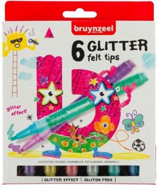 Bruynzeel Glitter Viltstiften 6 stuks | Bruynzeel