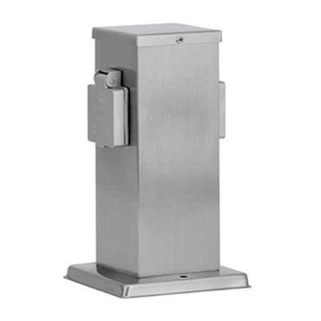 Buitenstopcontact paal RVS IP44 - 2 stopcontacten | Ledar
