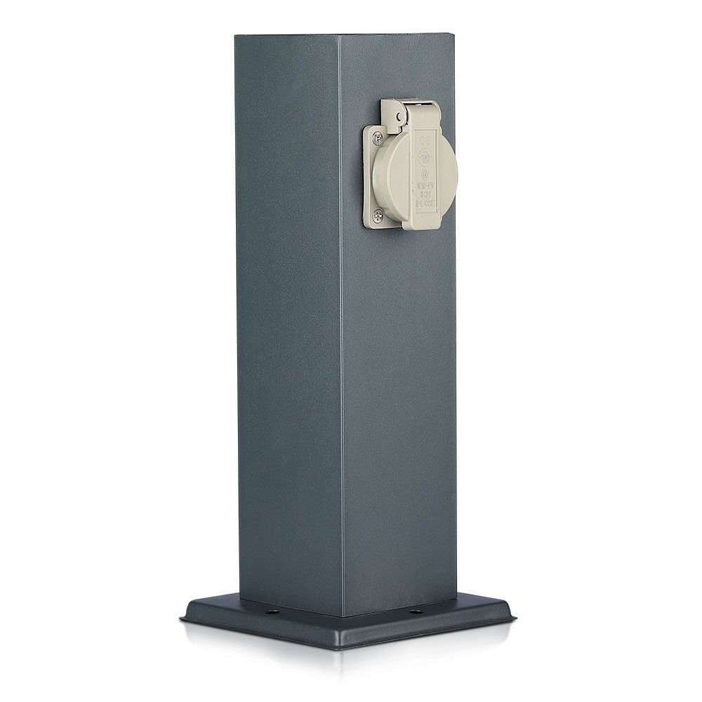 Buitenstopcontactpaal - 2 stopcontacten - IP44 waterdicht - Tuincontactdoos - Stekkerdoos - Antraciet | V-TAC