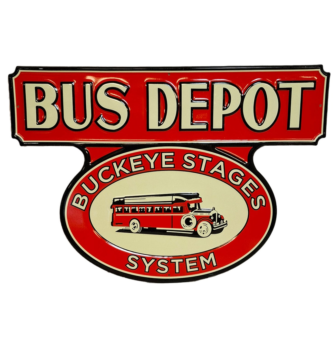Bus Depot Buckeye Stages Stalen Bord Met Relief - 50 x 35cm | Fiftiesstore