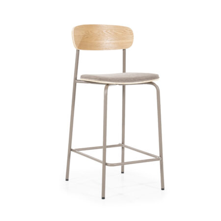 By-Boo Barkruk 'Skola' kleur Taupe (zithoogte 67cm) | By-Boo