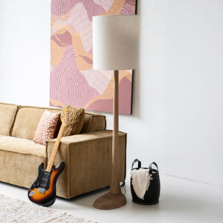 By-Boo Vloerlamp 'Rine' Mangohout en Linnen