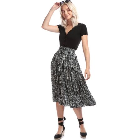 COLLECTIF Rachel Zebra Midi Skirt-S | 50% korting | Collectif