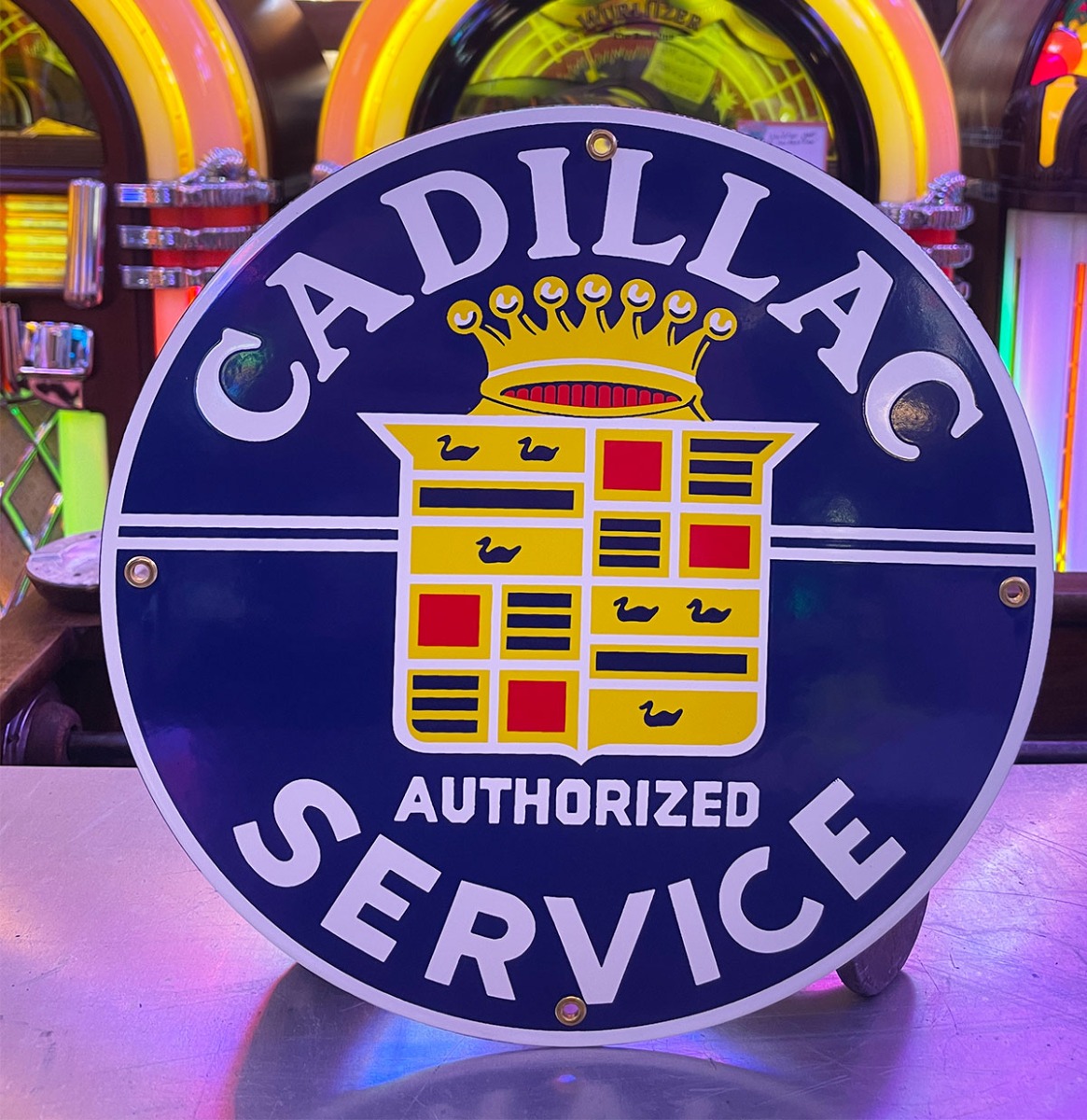 Cadillac Authorized Service Emaille Bord - NOS 1990s - Ø30cm | Cadillac