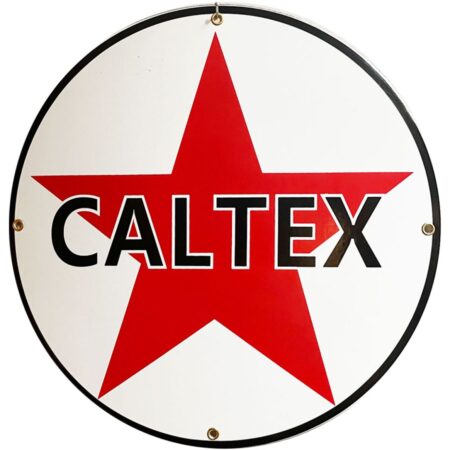 Caltex Logo Rond Emaille Bord 30 cm | Fiftiesstore
