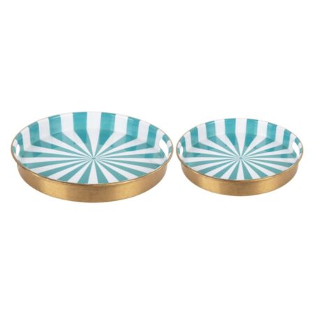 Candy Swirl - Dienblad set van 2 Ø31cm/Ø26cm Turquoise/Wit | Fiftiesstore