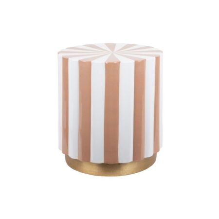 Candy Swirl Poef - Ø40 cm Licht Bruin/Wit | Fiftiesstore