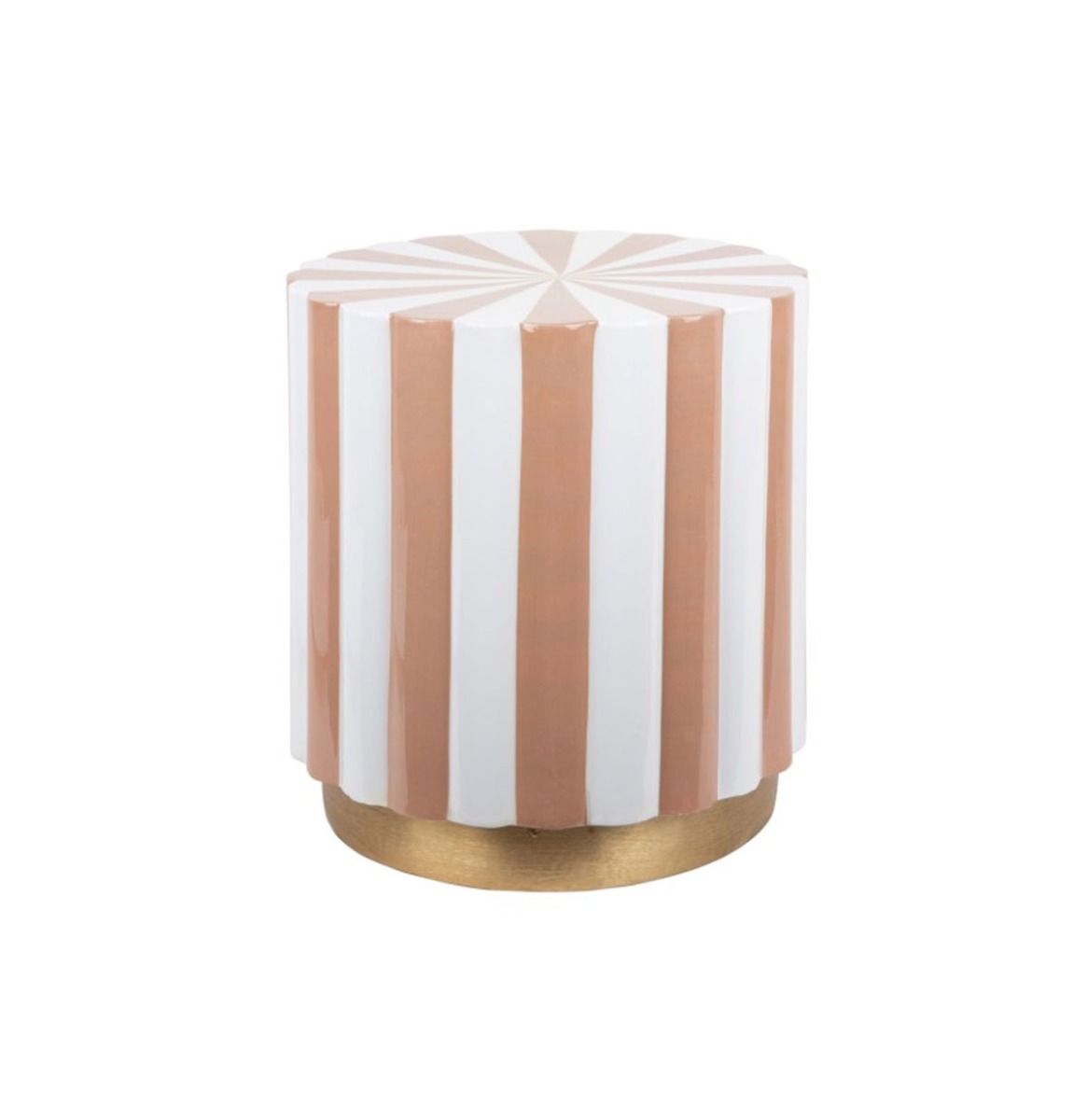Candy Swirl Poef - Ø40 cm Licht Bruin/Wit | Fiftiesstore