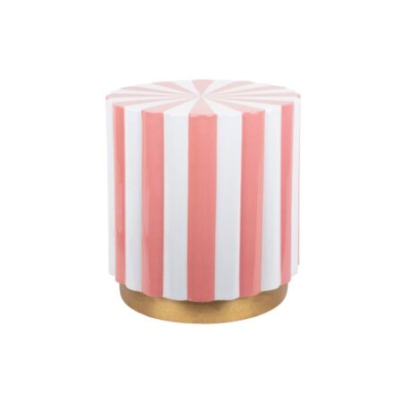 Candy Swirl Poef - Ø40 cm Roze/Wit | Fiftiesstore