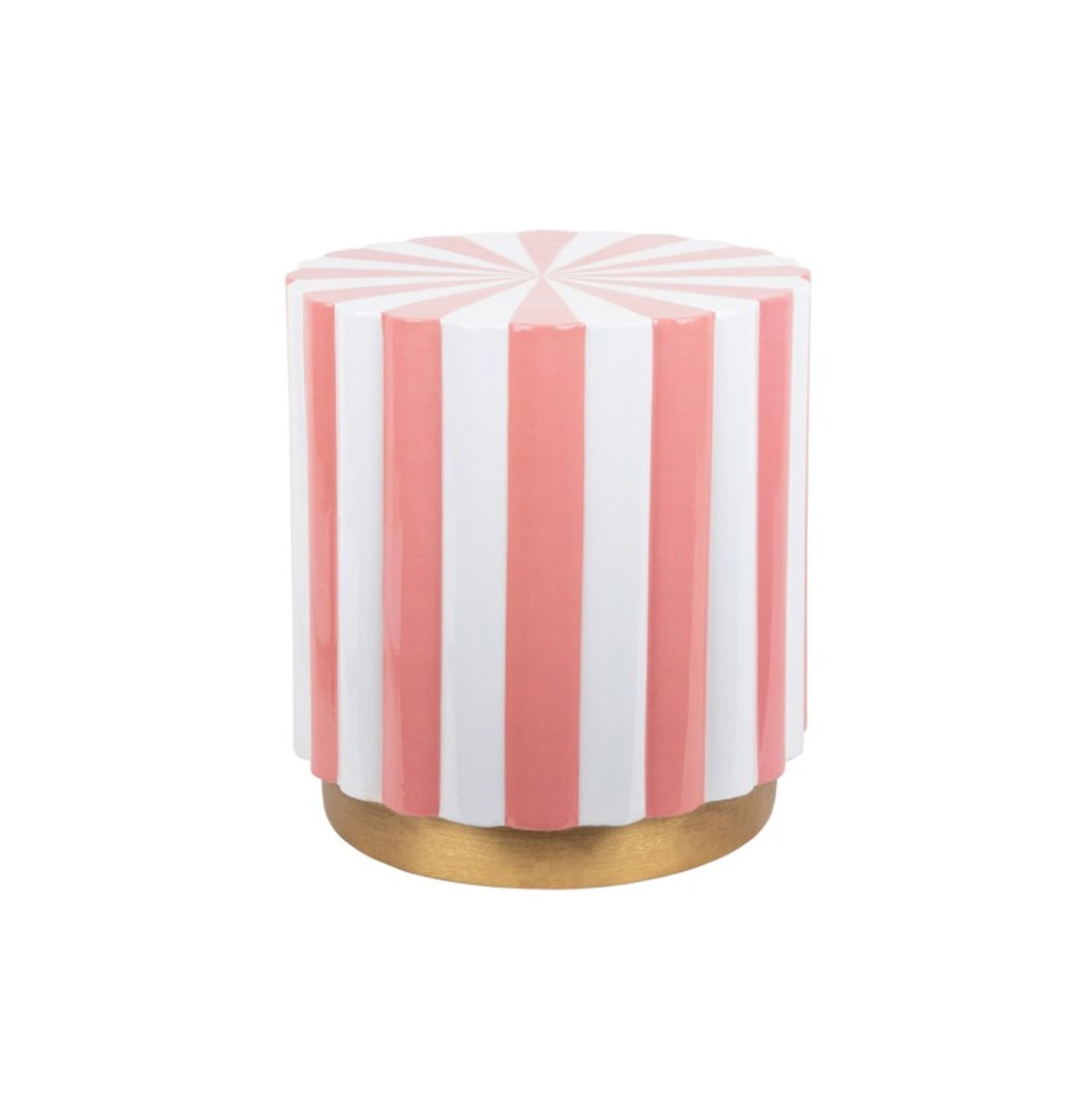 Candy Swirl Poef - Ø40 cm Roze/Wit | Fiftiesstore