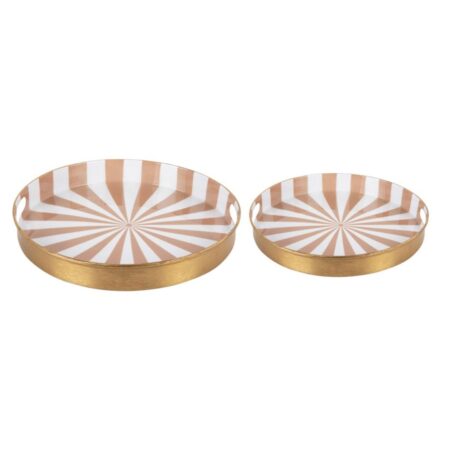 Candy Swirl - Tray Set of 2 Ø31cm/Ø26cm Bruin/Wit | Fiftiesstore