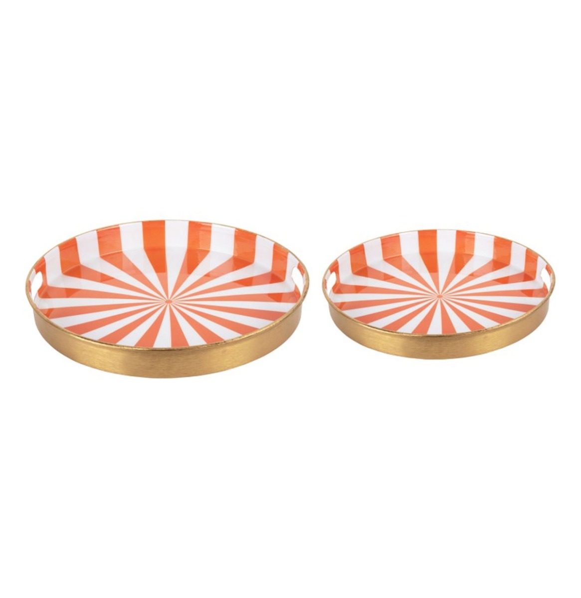 Candy Swirl - Tray Set of 2 Ø31cm/Ø26cm Oranje/Wit | Fiftiesstore