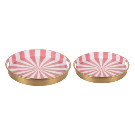Candy Swirl - Tray Set of 2 Ø31cm/Ø26cm Roze/Wit | Fiftiesstore
