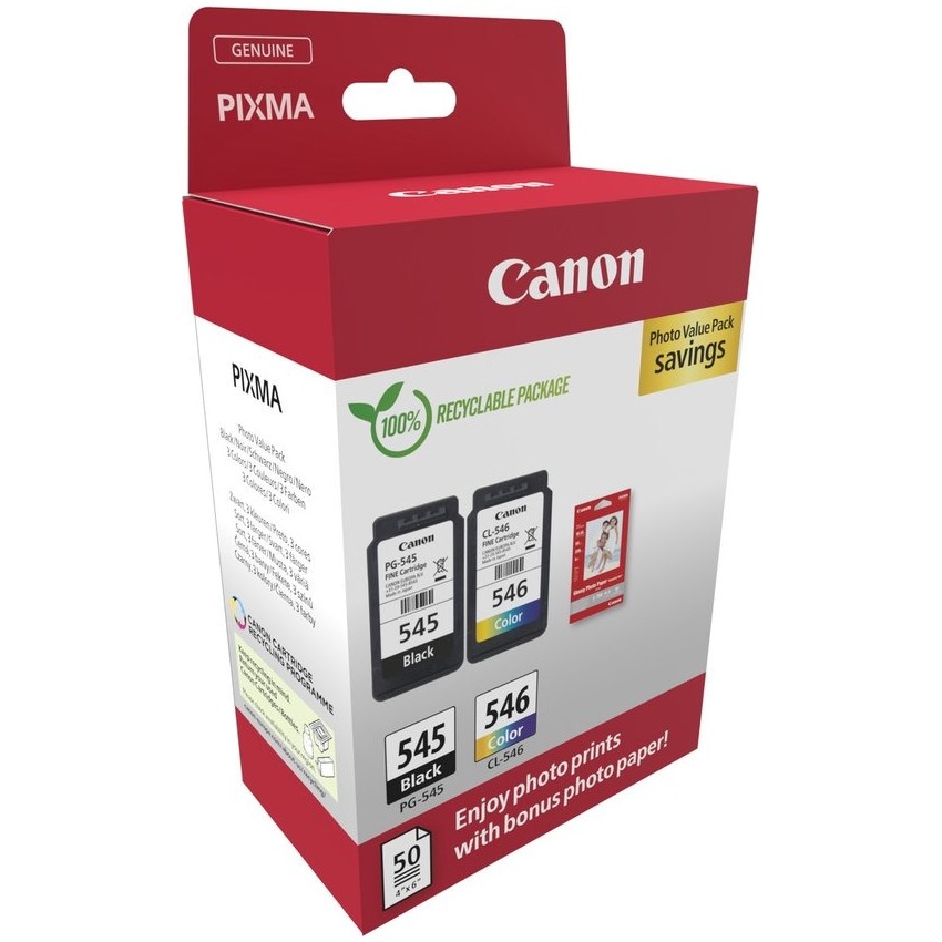 Canon PG-545 + CL-546 Cartridges + GP-501 Fotopapier Inkt | Canon